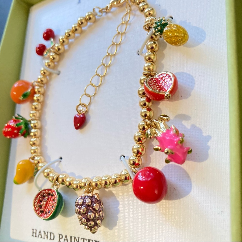 Piper K fruit charm bracelet viral summer tropical cherry strawberry - Picture 5 of 11